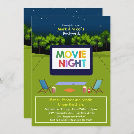 Hinterhof Filmabend Einladung (Vorne/Hinten)