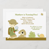 Hinterhof-Forscher-Geburtstags-Party Einladung (Vorne/Hinten)