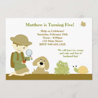 Hinterhof-Forscher-Geburtstags-Party Einladung