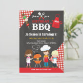 Hinterhof-Grill-Geburtstagsfeier Einladung (Stehend Vorderseite)