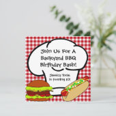 Hinterhof GRILLEN Geburtstags-Einladung Einladung (Stehend Vorderseite)