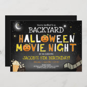 Hinterhof Halloween Filmabend Beängstigender Junge Einladung (Vorne/Hinten)