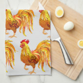 Hinterhof Hühner Bauer Goldenes Roostermuster Geschirrtuch (Viertel Falte)