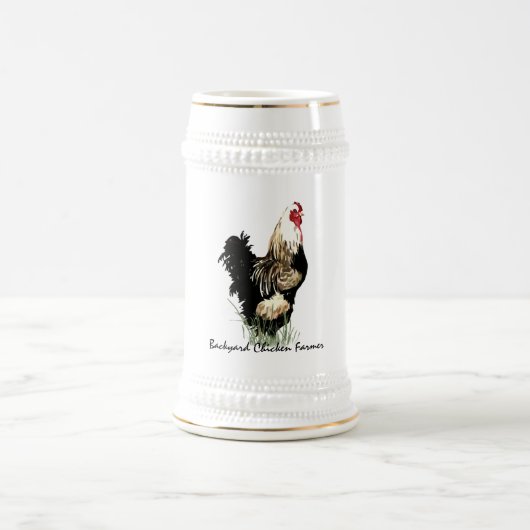 Hinterhof Hühner-Bauer mit Rasterdesign Bierglas (Mittel)