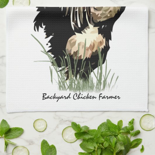 Hinterhof Hühner-Bauer mit Rasterdesign Geschirrtuch (Gefaltet)