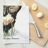 Hinterhof Hühner-Bauer mit Rasterdesign Geschirrtuch (Viertel Falte)