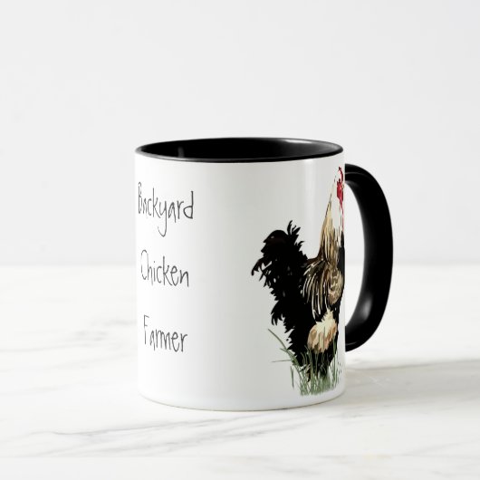 Hinterhof Hühner-Bauer mit Rasterdesign Tasse (VorderseiteRechts)