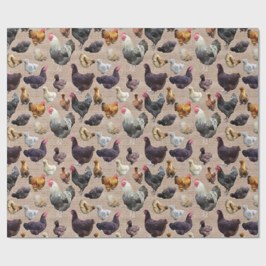Hinterhof Hühner Burlap Geschenkpapier (Flach)