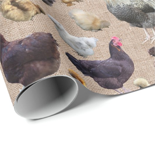 Hinterhof Hühner Burlap Geschenkpapier (Rolleneckpunkt)