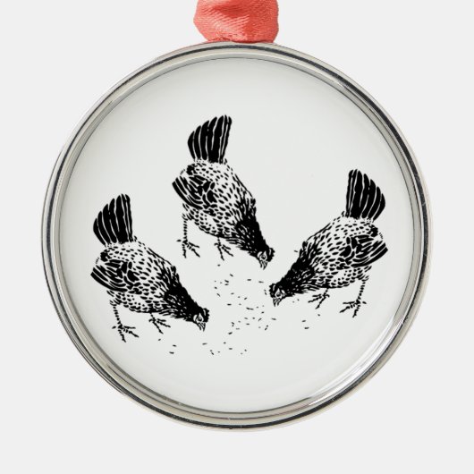 Hinterhof-Hühner Ornament Aus Metall (Vorne)