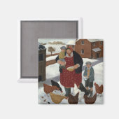 Hinterhof im Winter Magnet (Vorderseite/Rückseite)