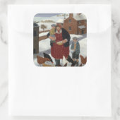 Hinterhof im Winter Quadratischer Aufkleber (Tasche)