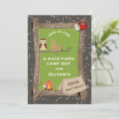 Hinterhof kampieren heraus Geburtstags-Party Einladung (Stehend Vorderseite)
