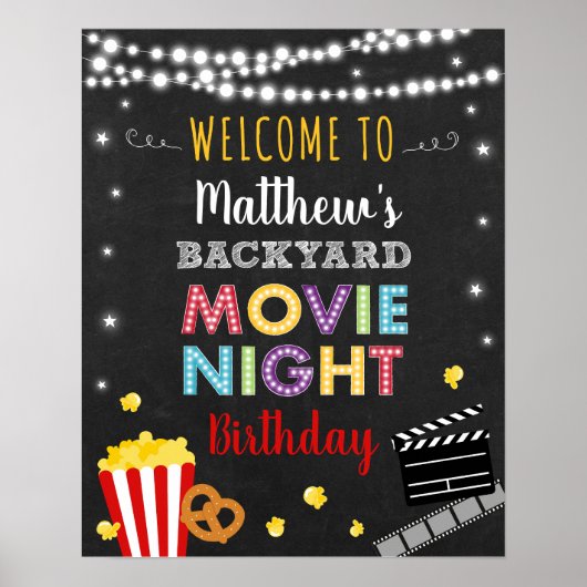 Hinterhof Movie Night Geburtstag Willkommen Poster (Vorne)