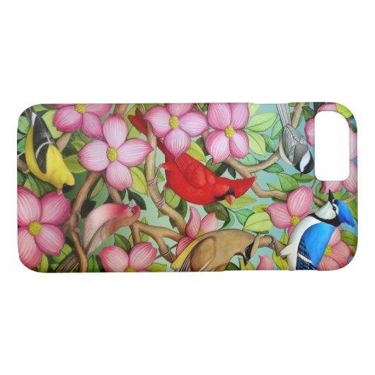 Hinterhof-Vögel in Hartriegel-Baum iPhone Fall Case-Mate iPhone Hülle (Rückseite (Horizontal))