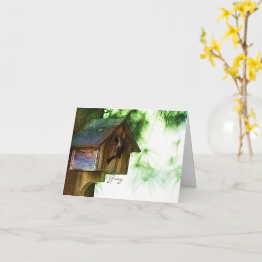 Hinterhof-Vögel Notecards Karte (Gelbe Blume)