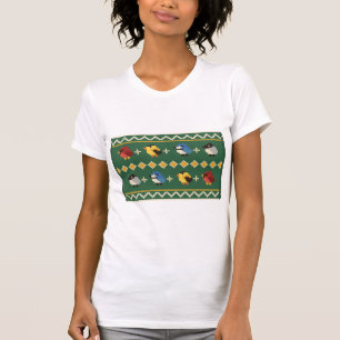 Hinterhof-Vögel-Strickmuster, falscher Weihnachtsp T-Shirt