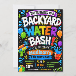 Hinterhof-Wasser-Party Farbenfrohe Kinder-Splash-G Einladung
