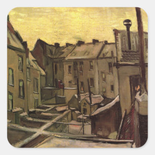 Hinterhöfe alter Häuser von Vincent van Gogh Quadratischer Aufkleber