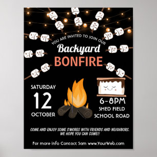 Hinterhoffeuer Geburtstag PTO PTA Fundraiser's mor Poster