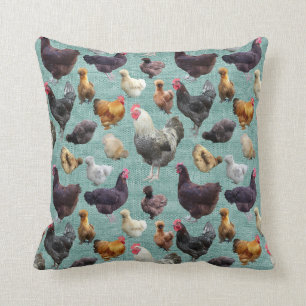Hinterhofhühner auf dem mittleren grünen Burlap-Ki Kissen