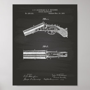 Hinterlader Geschütz 1883 Patentzeichnung - Tafel Poster