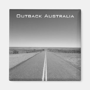 Hinterland-Australien-Straße in Schwarzweiss - Magnet