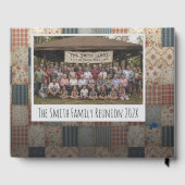 Hinterlasse eine Erinnerung Vintage Patchwork Fami Gästebuch (Rückseite)