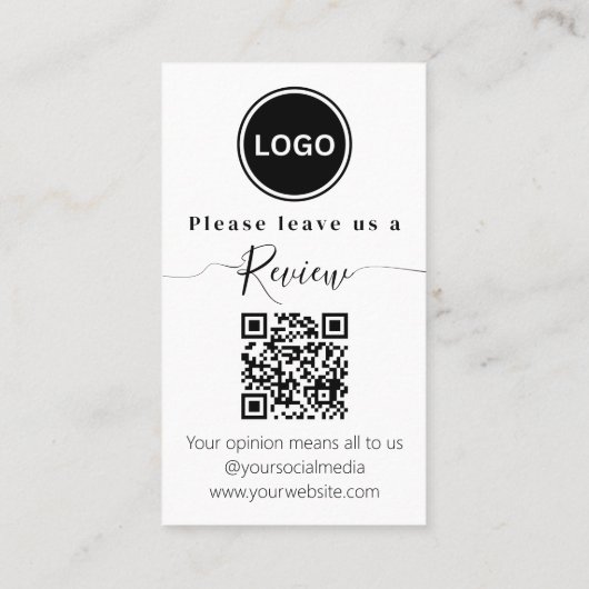 Hinterlassen Sie uns eine Bewertung | QR-Code Mode Visitenkarte (Rückseite)