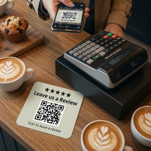 Hinterlassen Sie uns eine Bewertungs-QR-Code-Aufkl Quadratischer Aufkleber