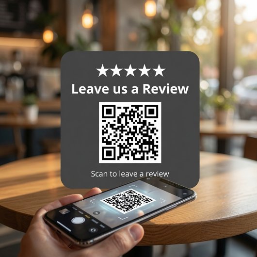 Hinterlassen Sie uns einen Bewertungs-QR-Code-Aufk Quadratischer Aufkleber