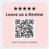 Hinterlassen Sie uns einen Bewertungs-QR-Code Pink Quadratischer Aufkleber (Vorderseite)