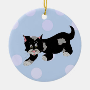 Hinterlistige Zeichentrickkatze Keramikornament