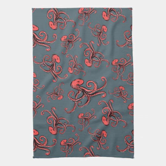 Hinterlistiges Kraken-Muster Geschirrtuch (Vertikal)