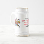 Hintern Kicking Pinochle Playing Bierglas (Vorderseite Links)