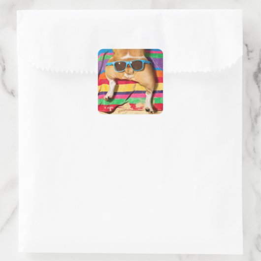 Hintern mit Sonnenbrille Quadratischer Aufkleber (Tasche)