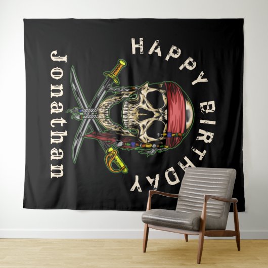 Hintern Pirate Skull Ghost Background Wandteppich (Beispiel (Horizontal))