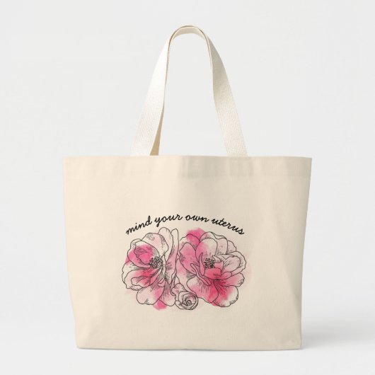 Hintern (rosa Blume) Jumbo Stoffbeutel (Vorne)