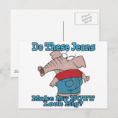 Hintern sieht in Jeans-Cartoon als großer Elefant  Postkarte (Vorne/Hinten)