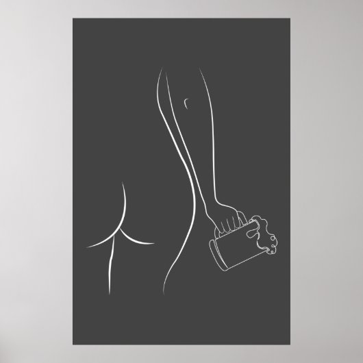 Hintern- und Bieruhr - Kohle Poster (Vorne)