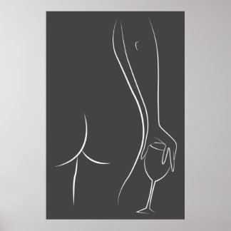 Hintern- und Weinposter (Matte) Poster