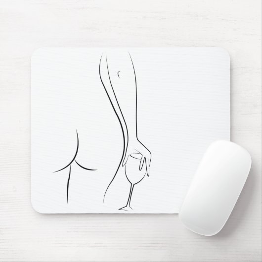 Hintern- und Weinuhr - B&W Mousepad (Mit Mouse)