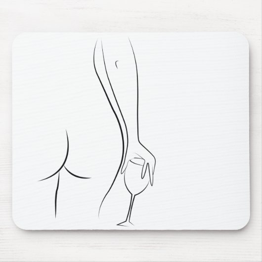 Hintern- und Weinuhr - B&W Mousepad (Vorne)