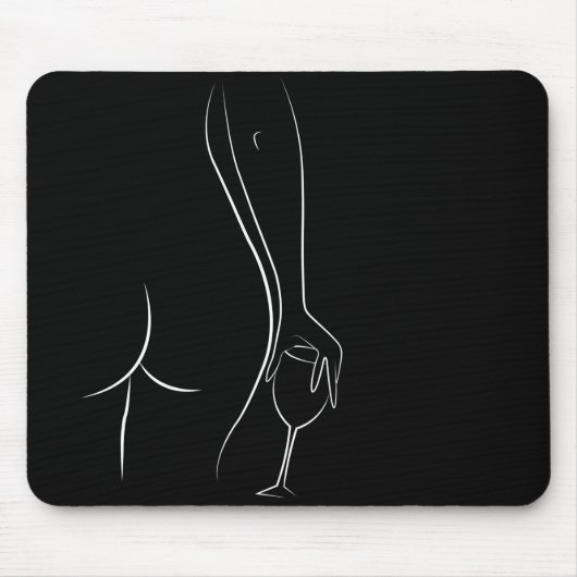Hintern- und Weinuhr - B&W Mousepad (Vorne)