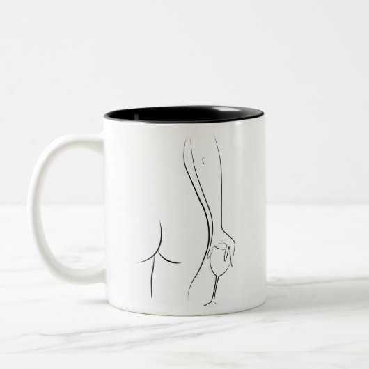 Hintern- und Weinuhr - B&W Zweifarbige Tasse (Links)