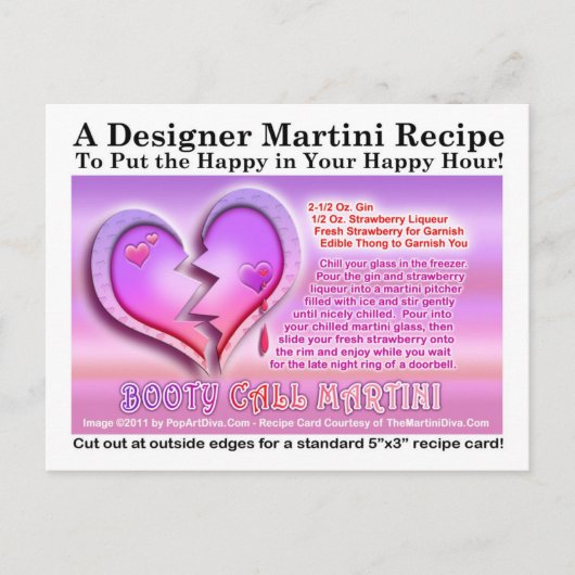 Hintern Valentinstag Martini Rezept Postkarte (Vorderseite)