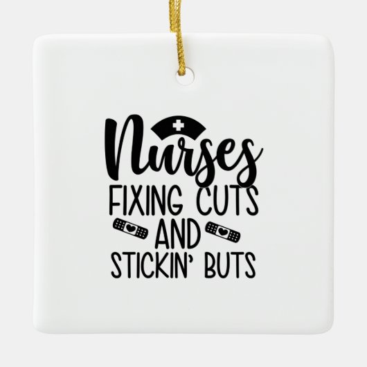 Hintern von Nurse Gift Nurse Fixin' Schneiden von  Keramikornament (Vorderseite)