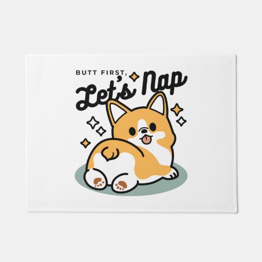 Hintern zuerst, Let's Nickerchen - Niedlicher Corg Fußmatte (Vorderseite)