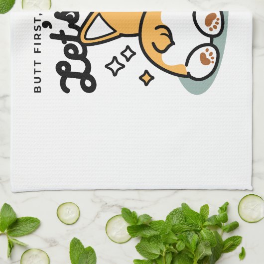 Hintern zuerst, Let's Nickerchen - Niedlicher Corg Geschirrtuch