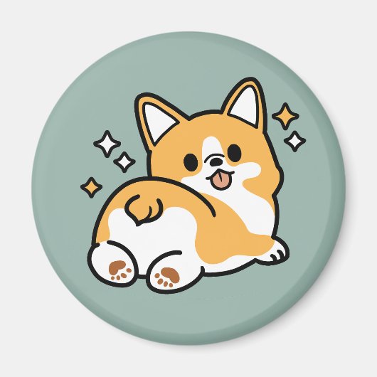 Hintern zuerst, Let's Nickerchen - Niedlicher Corg Magnet (Vorne)